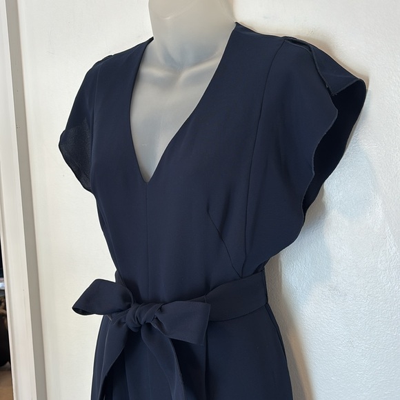 Eliza J Navy Pants Jumpsuit Zip Back Split Sleeve Size 2 - Picture 6 of 8